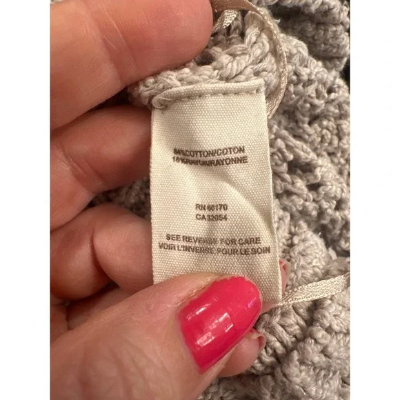 Free People Crochet Knit Cardigan Sweater Long Sleeve Neutral Boho Chic S - Picture 6 of 6